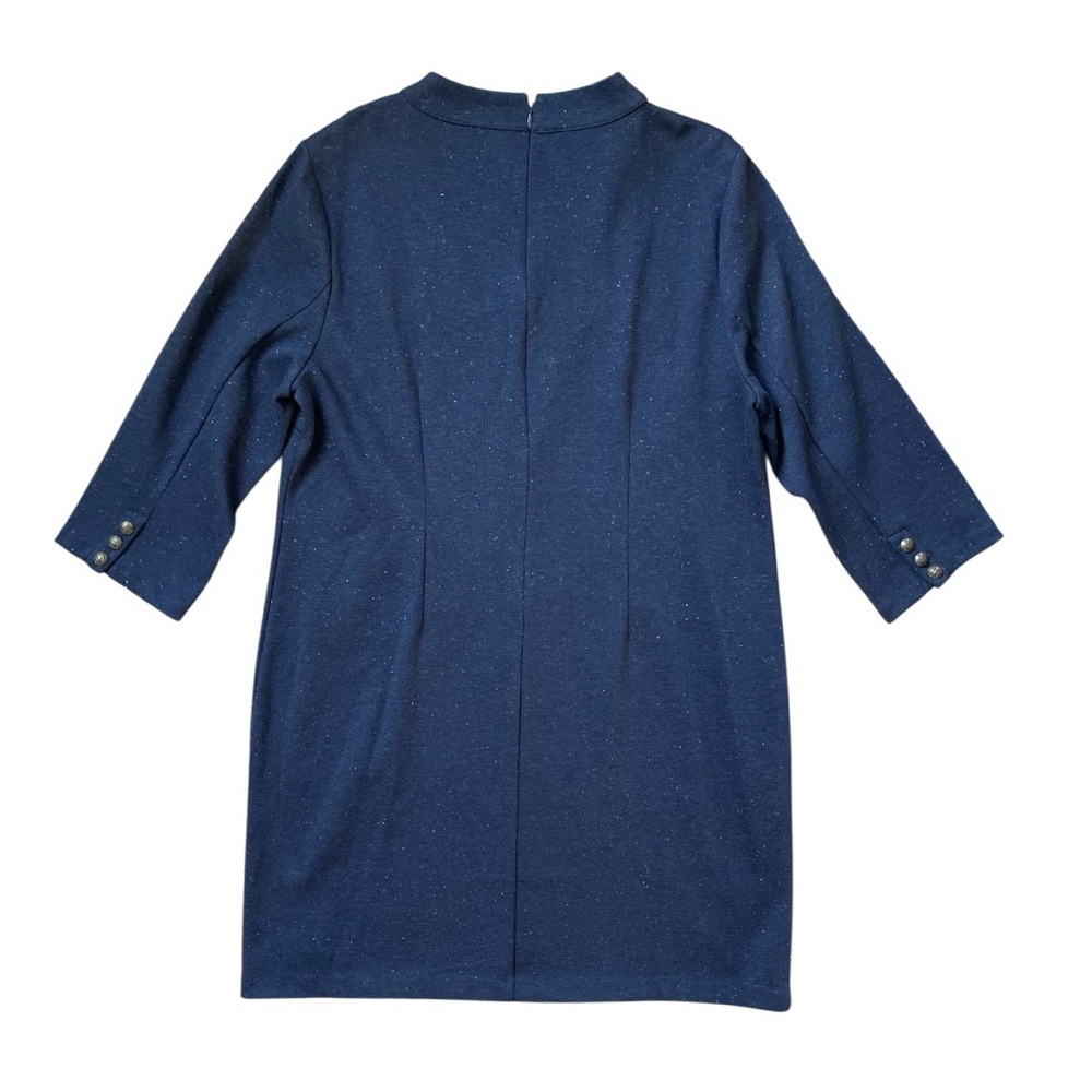 Talbots Heathered Shift Dress XL NWT Navy Button Shoulder Work Dress - Picture 4 of 4